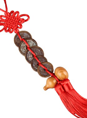 桃木葫芦真品五帝钱挂件木雕小葫芦门对门吉祥结中国结汽车挂饰