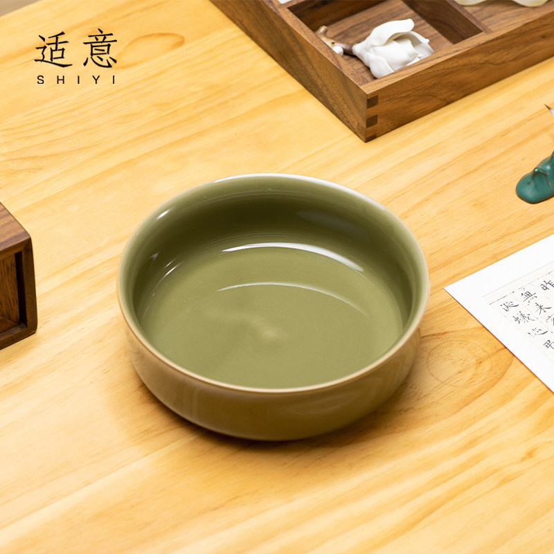 适意翠羽陶瓷笔洗茶洗大号特大号茶具配件洗茶碗茶道零配水盂水洗