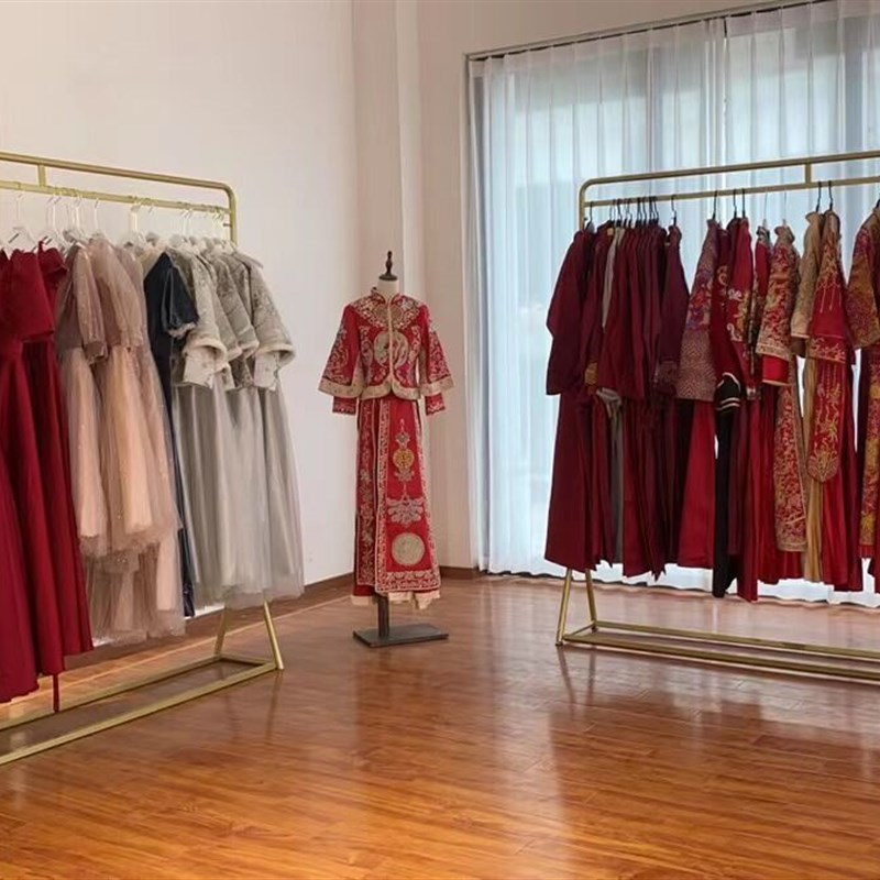 婚纱展示架礼服架子影楼挂婚纱架齐地秀禾服陈列架工作室旗袍货架