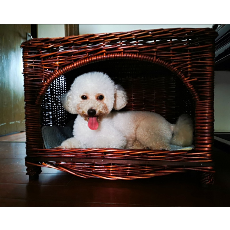 四季猫窝小中型犬床藤编宠物离地窝垫子实木防潮四季通用藤编床窝