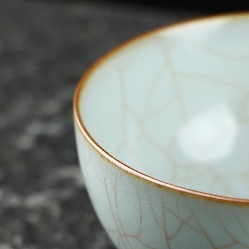 汝窑主人杯单个陶瓷功夫茶具开片可养普洱杯个人专用大号泡茶杯子