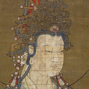 献寿图传统工笔观音图 菩萨画像临摹绢布画稿 中式装饰画艺术画心