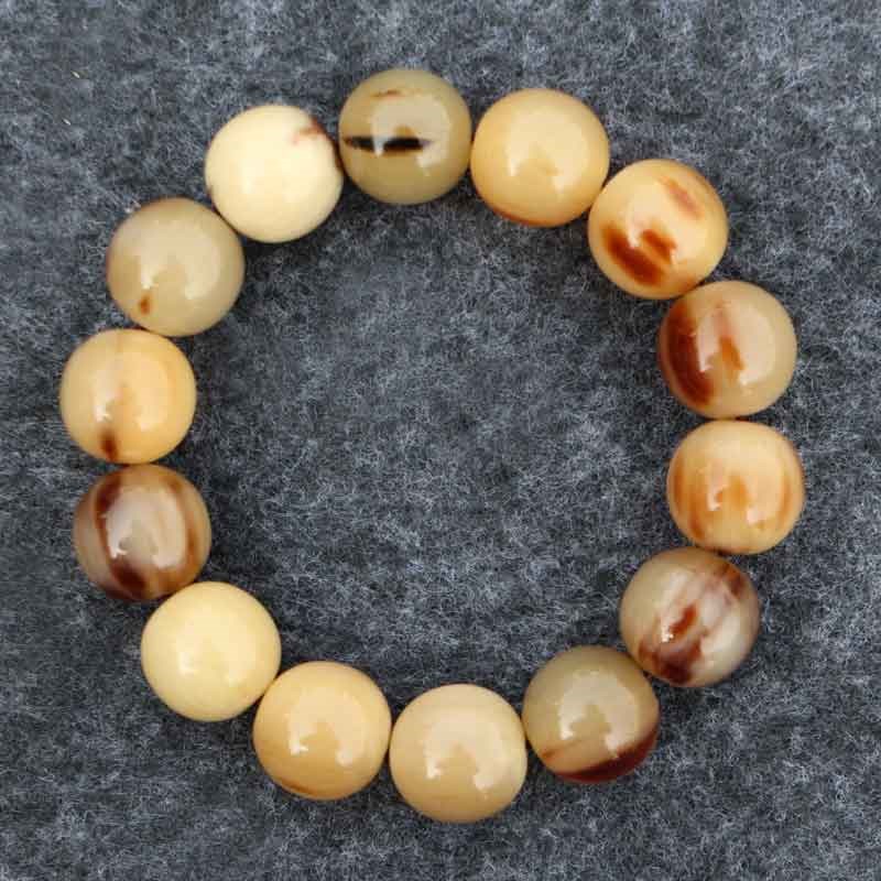 天然牛角手串手链男女手串带血丝牛骨文玩饰品16mm 14颗珠子
