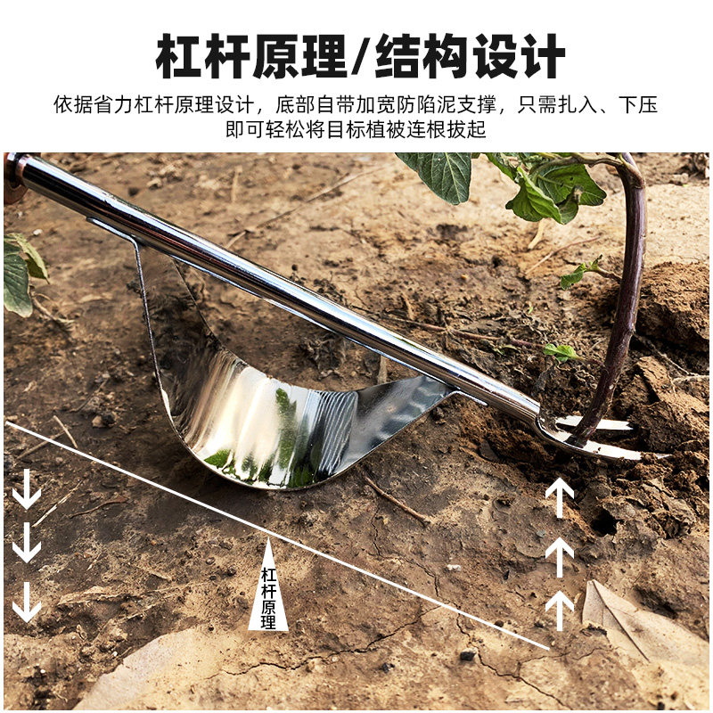 除草神器不锈钢拔草器连根家用种花种菜挖野菜园艺工具起苗铲农用