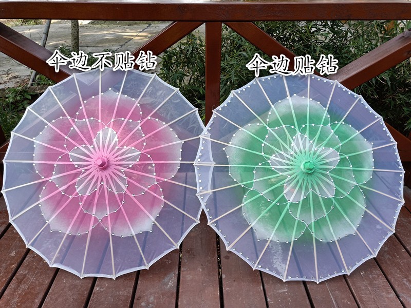 透明茉莉情怀舞蹈伞 古典舞蹈跳舞道具伞 贴钻亮片装饰茉莉花开伞