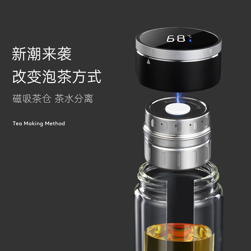 双层泡茶玻璃杯耐高温防爆茶水分离定制照片男士生日礼物杯子刻字