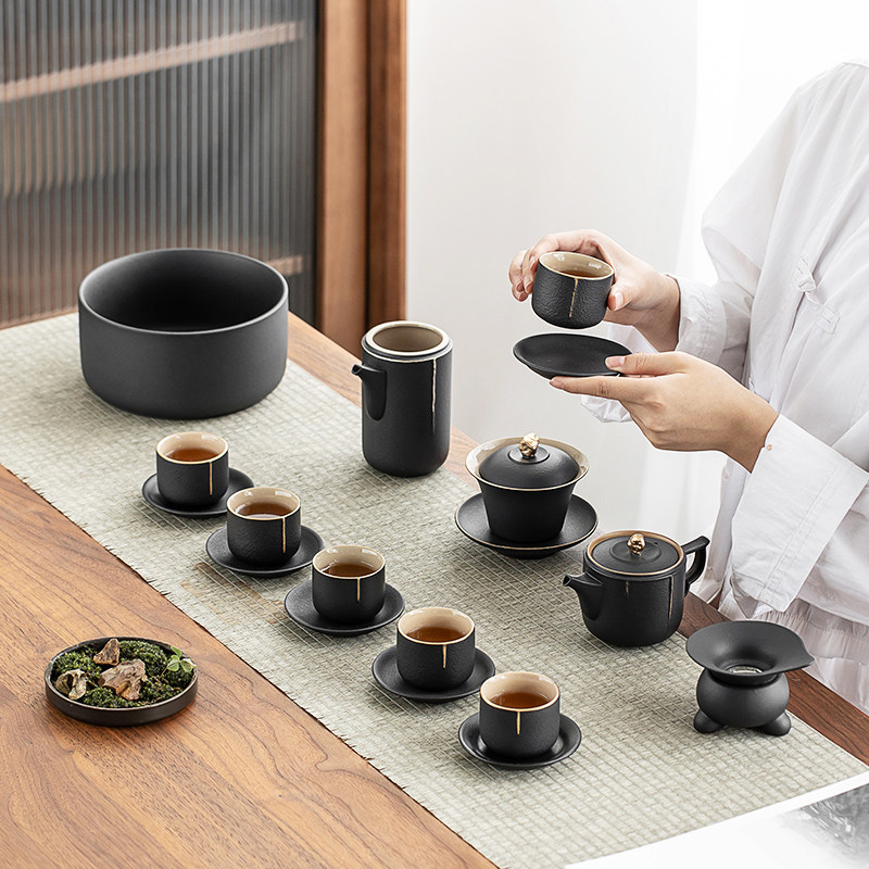 整套陶瓷功夫茶具套装家用高端泡茶器茶壶公道杯盖碗茶杯杯垫茶洗