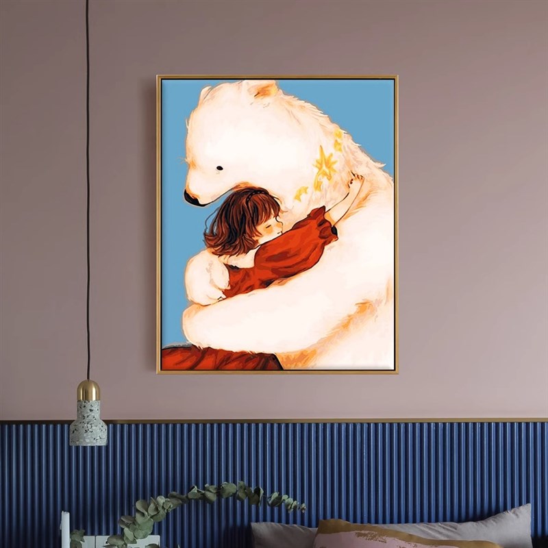 自油自画 数字油画Diy手绘手工填充填色减压丙烯油彩画 白熊女孩