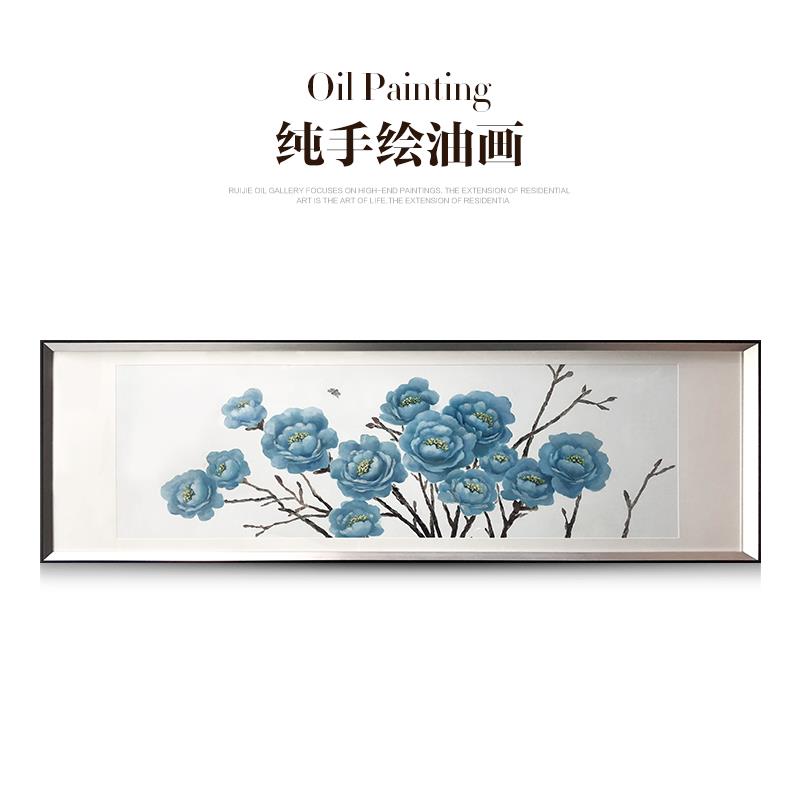 瑞杰 手绘油画《花开锦绣》新中式客厅装饰画 沙发墙卧室床头国画