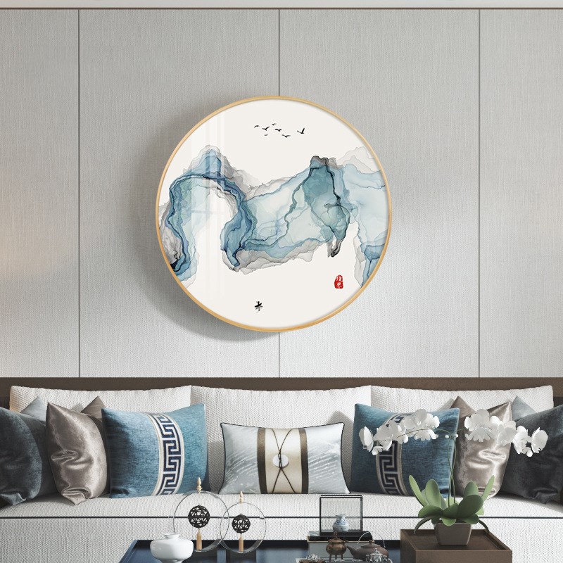 新中式客厅装饰画轻奢沙发背景墙壁画禅意山水画书房餐厅卧室挂画