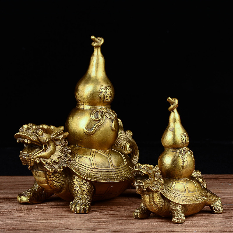 纯铜龙龟葫芦摆件入户玄关客厅阳台窗户台面飘窗公司前台桌子摆放