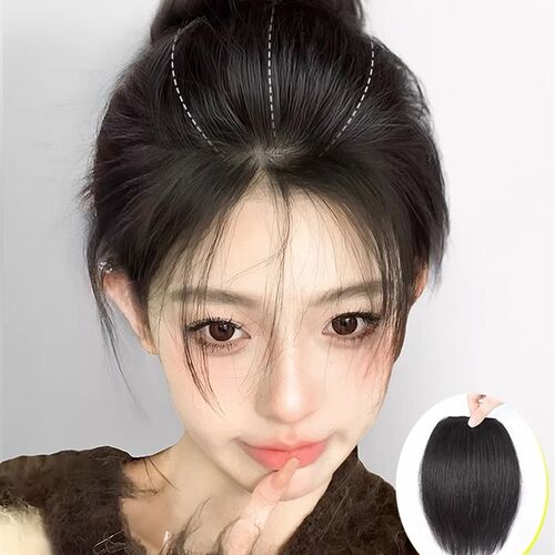 女用假发片增发量无痕隐形高颅顶补发片 奶系蓬松自然黑假发片
