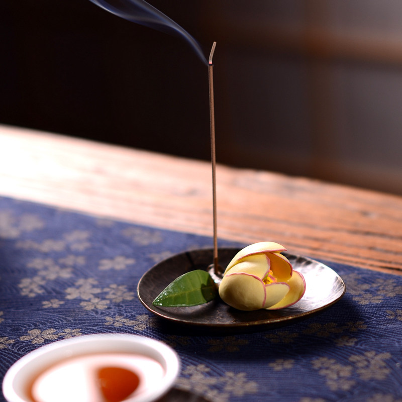 含笑花茶宠摆件陶瓷花纯手工个性创意茶玩茶盘装饰精品禅意线香插