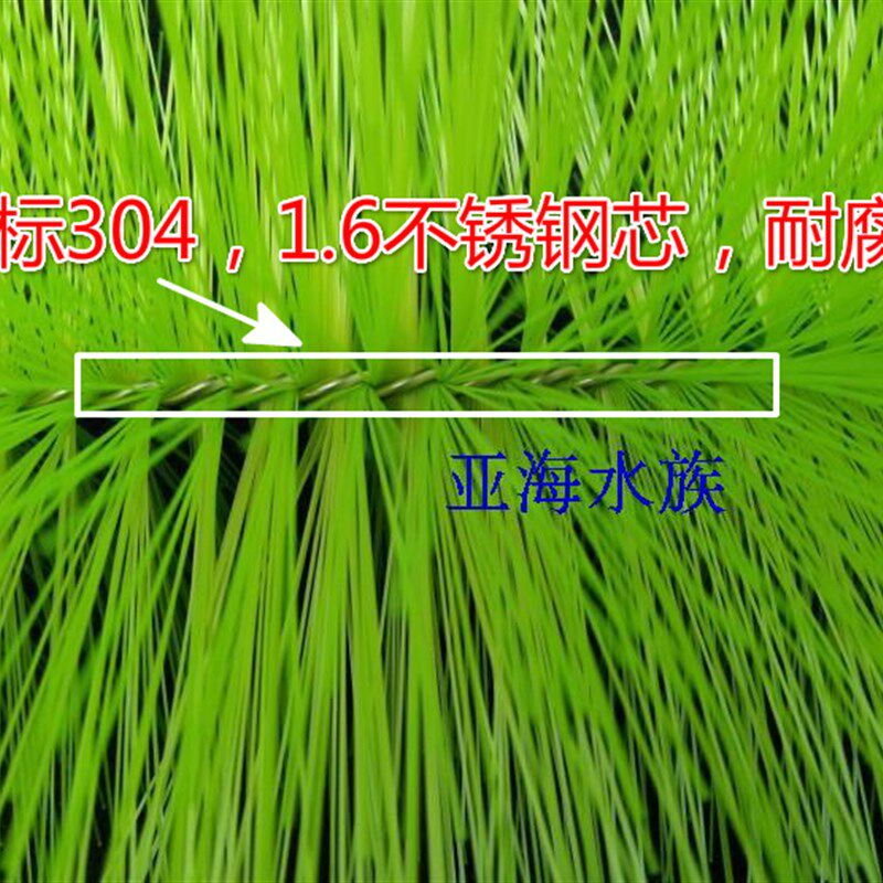 包邮锦鲤池过滤毛刷鱼池过滤材料滤材绿色十字毛刷304钢1.6芯50支