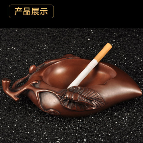 紫铜寿桃烟缸摆件铜烟灰缸家居客厅书房茶几装饰品桌面创意摆设