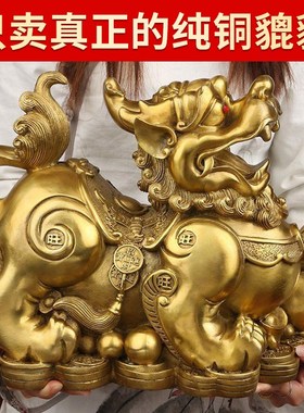 纯铜貔貅摆件一对公母玄关客厅店铺办公桌招财铜貔恘皮丘貔犰开业