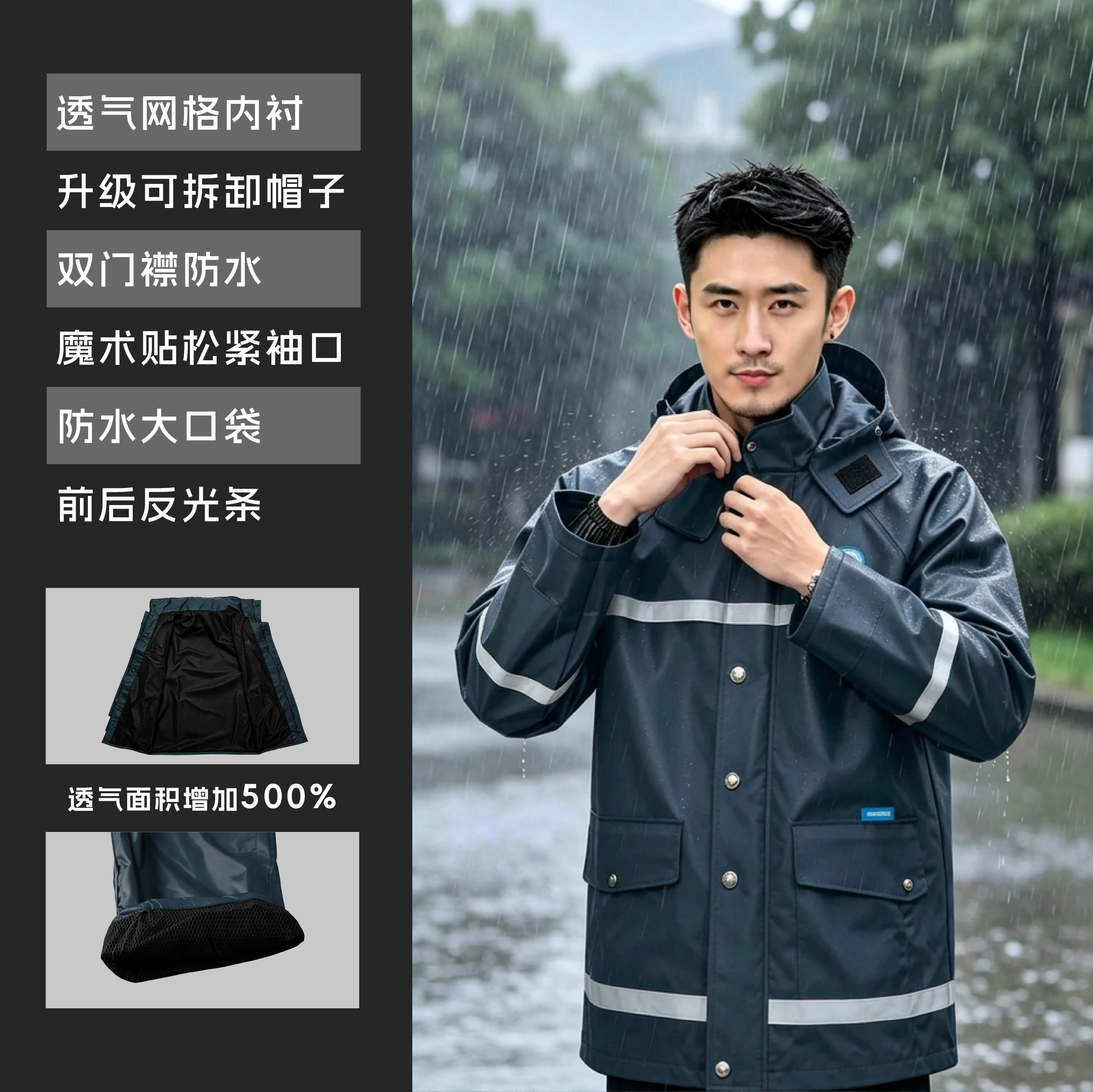 小燕子电动车雨衣透气网格内衬成人外穿防暴雨男款外卖骑手分体式
