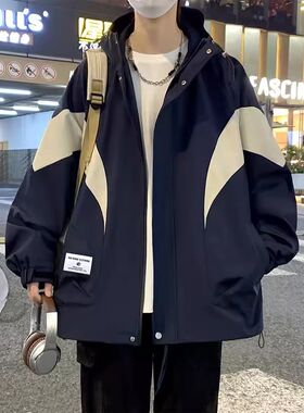 夹克外套男大码春秋季宽松冬款青少年加肥加大休闲加绒潮胖子男装