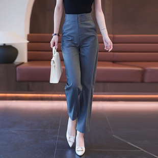 九分哈伦裤女春季2025新款休闲灰色裤子镰刀裤春天高腰女士西装裤