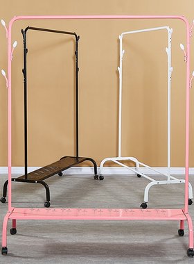 折叠落地晾衣架办公室单杆凉晒家用简易便宜卧室内挂衣服衣帽架子