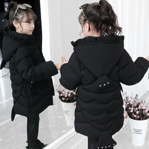 女童棉衣冬装洋派2023新款洋派儿童羽绒棉服袄宝宝中长版外套加厚