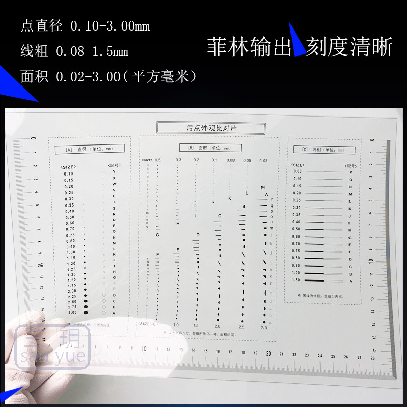 污点比对卡A4标准外观检验规点规异物基准卡菲林片比对片加厚款