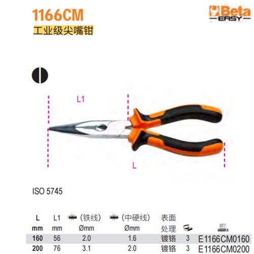 BETA 1166 CM200-工业级尖嘴钳