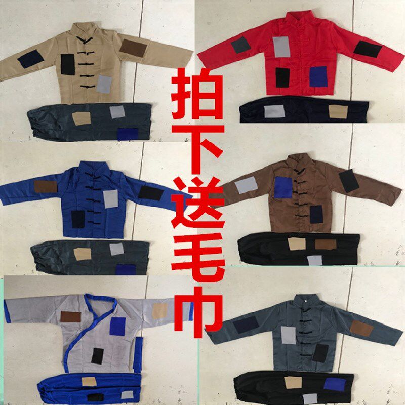 叫花子古装服装乞丐服演出儿童男女古代要饭衣服济公破烂补丁装童图片