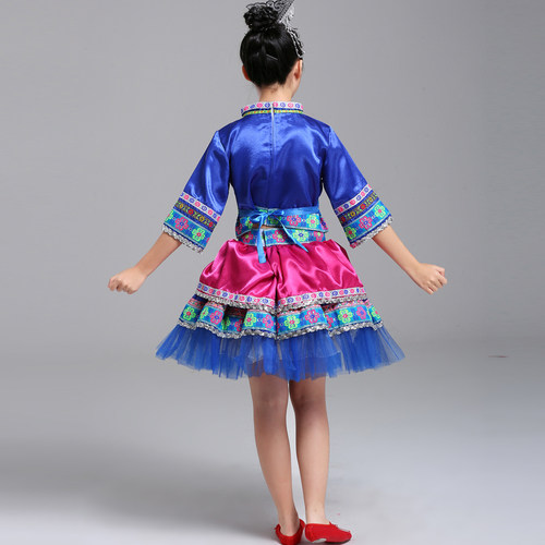 新款女童民族服装儿童少数民族演出服畲族幼儿园56个民族舞蹈服饰