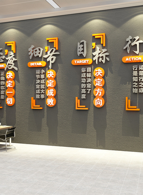 企业文化墙公司标语励志墙贴会议办公室背景墙面装饰员工团队激励