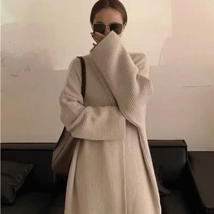 秋冬慵懒高级感气质超长款毛衣外套女宽松针织开衫百搭过膝加厚潮