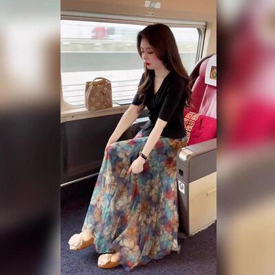 超仙气碎花半身裙子女夏季减龄一整套穿搭大方得体气质小香风套装