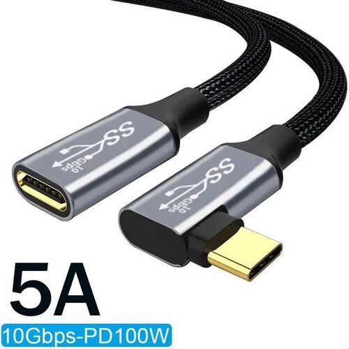 5A Type C Male Female 90 Angle Cable USB C Extension Cable F