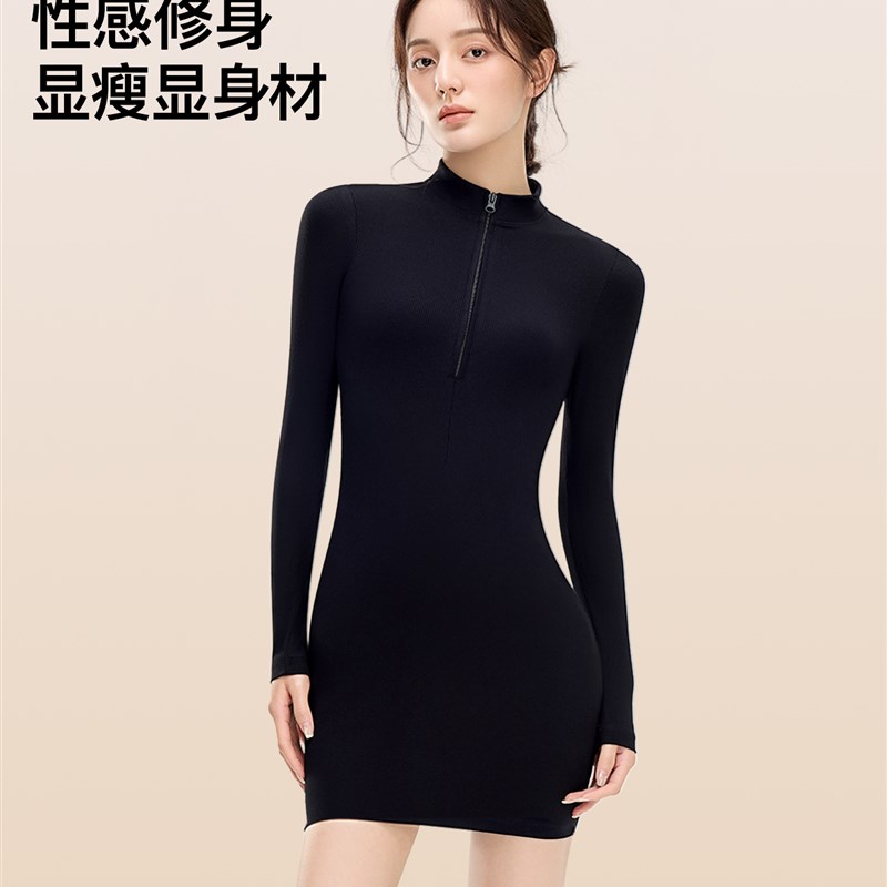 曲线主义黑色包臀连衣裙2025秋季新款流行气质收腰小个子短裙女图片