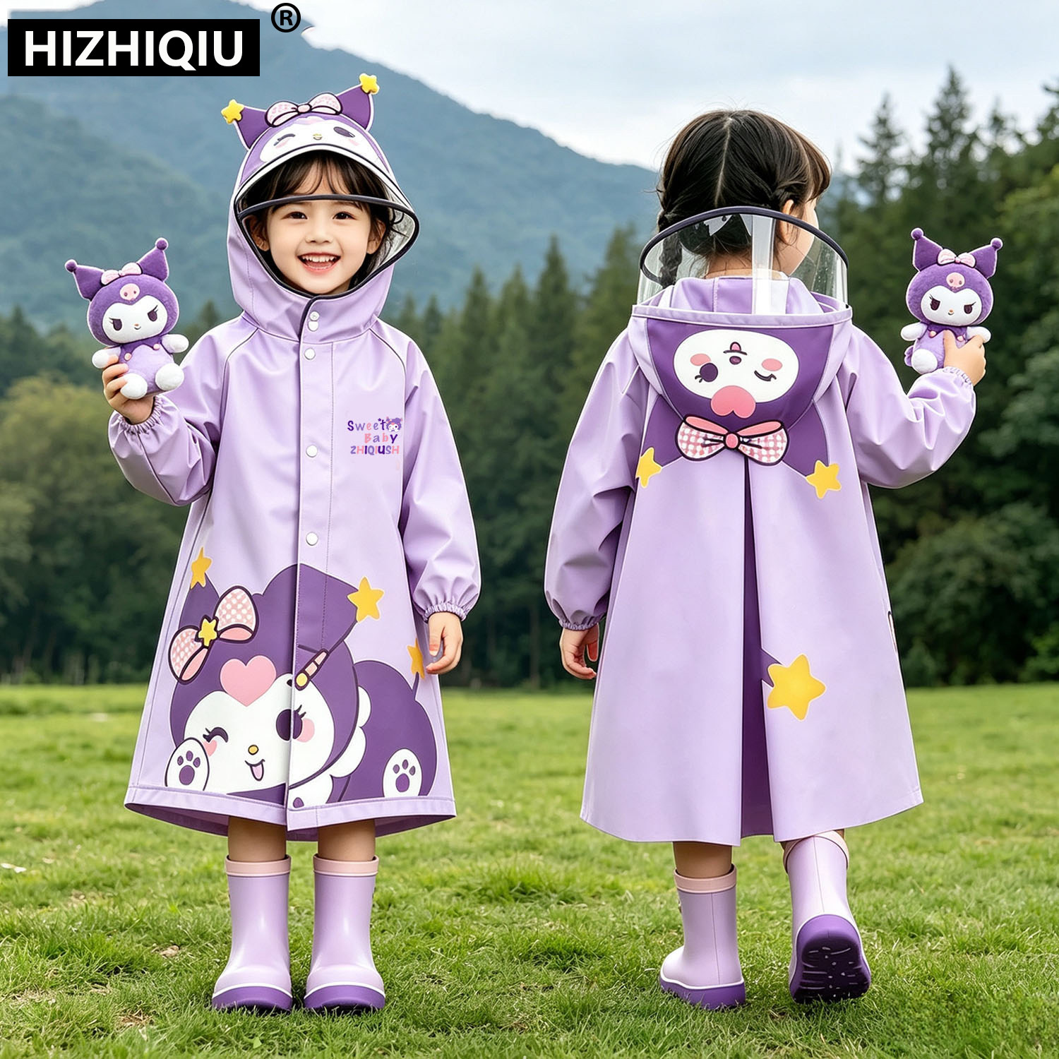 儿童雨衣男女小孩卡通图案长款防暴雨幼儿园专用宝宝连体防水雨披