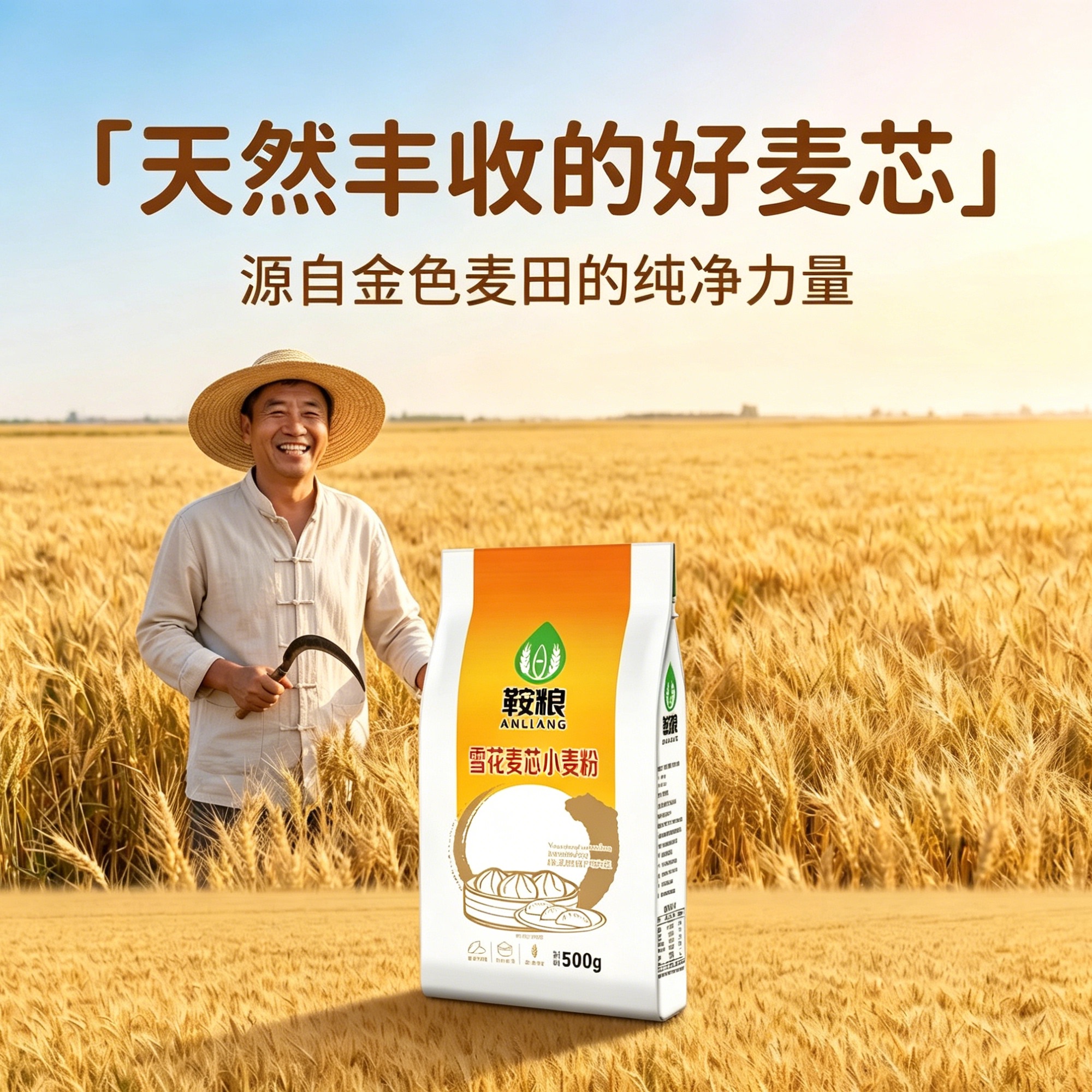 鞍粮500g小麦粉1斤家用小包装面粉中式面点馒头饺子烘焙通用