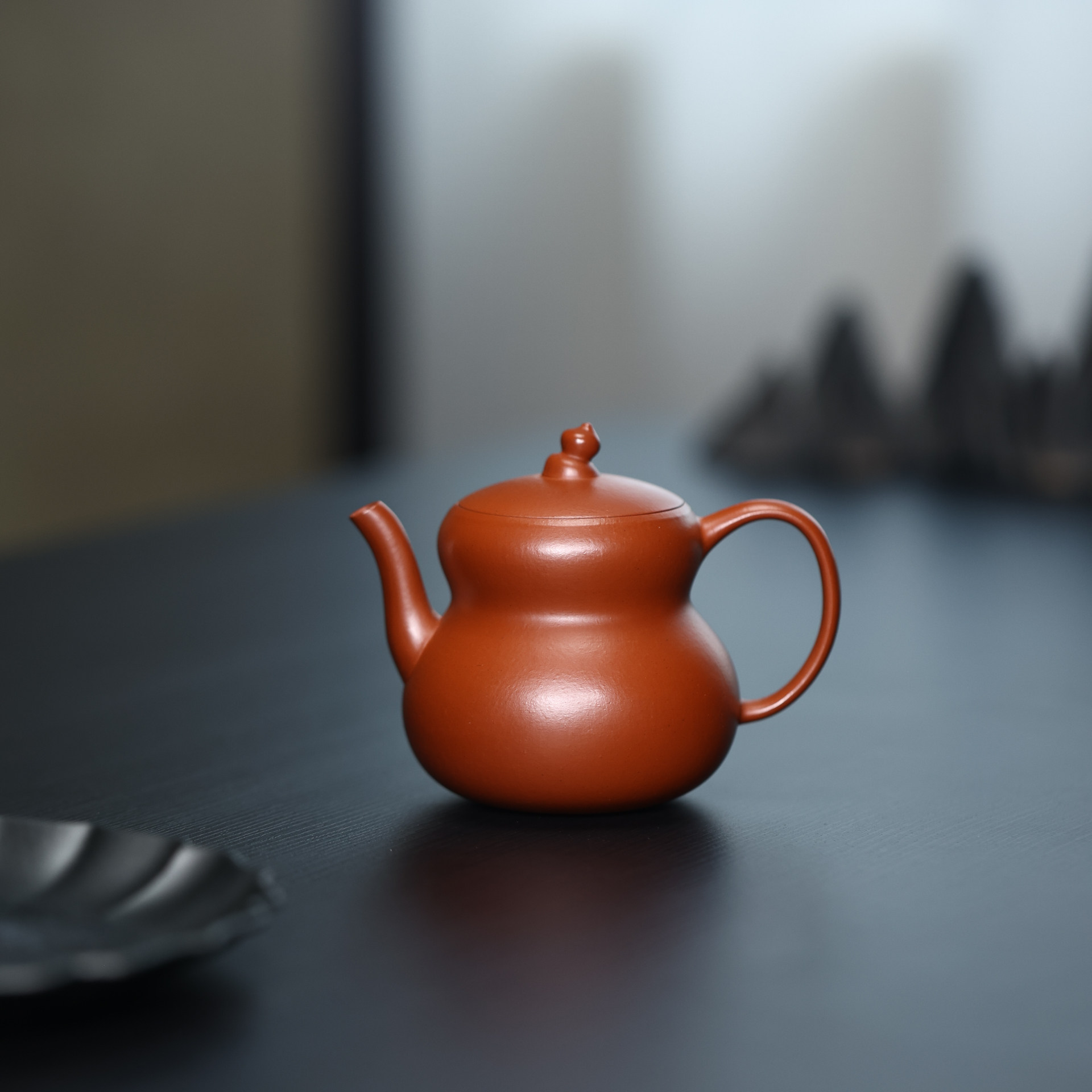 宜兴纯全手工高端精品系列紫砂壶原矿本山朱泥慕古高葫芦壶180CC