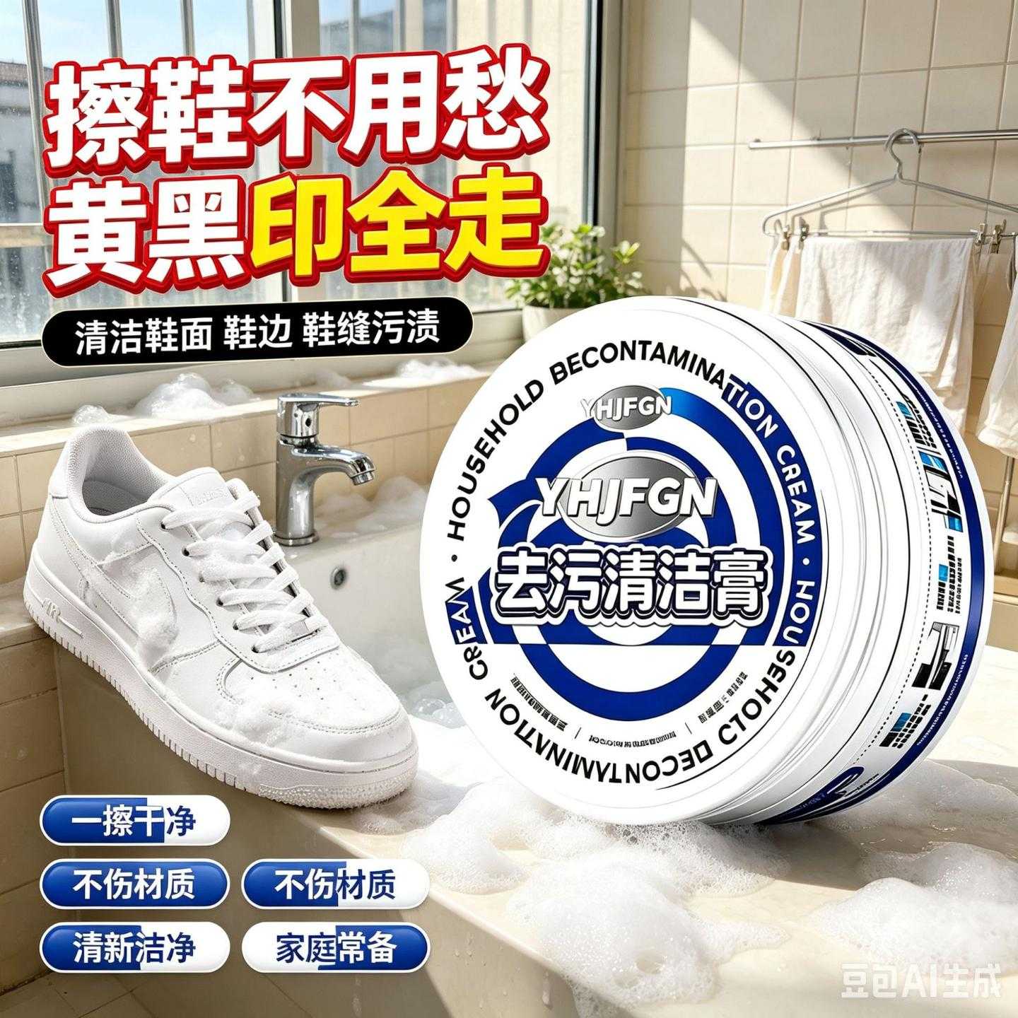 小白鞋专用免水洗去黄去黑清洁膏