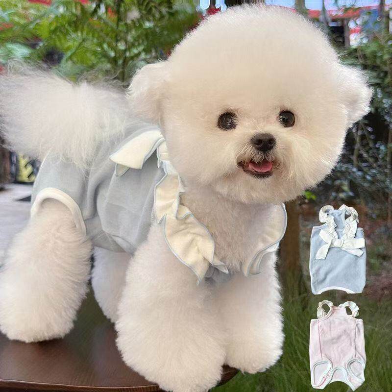 宠物秋季小狗狗护肚衣小型犬幼犬包肚睡衣猫咪泰迪四脚衣服绝育服