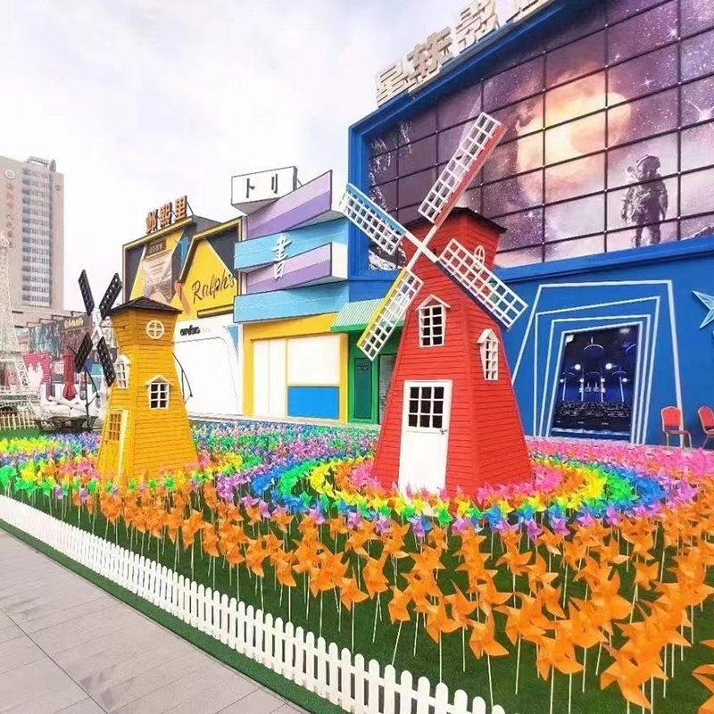 博林荷兰大型田园风车户外木质防腐风车景观工程装饰景点美陈摆件