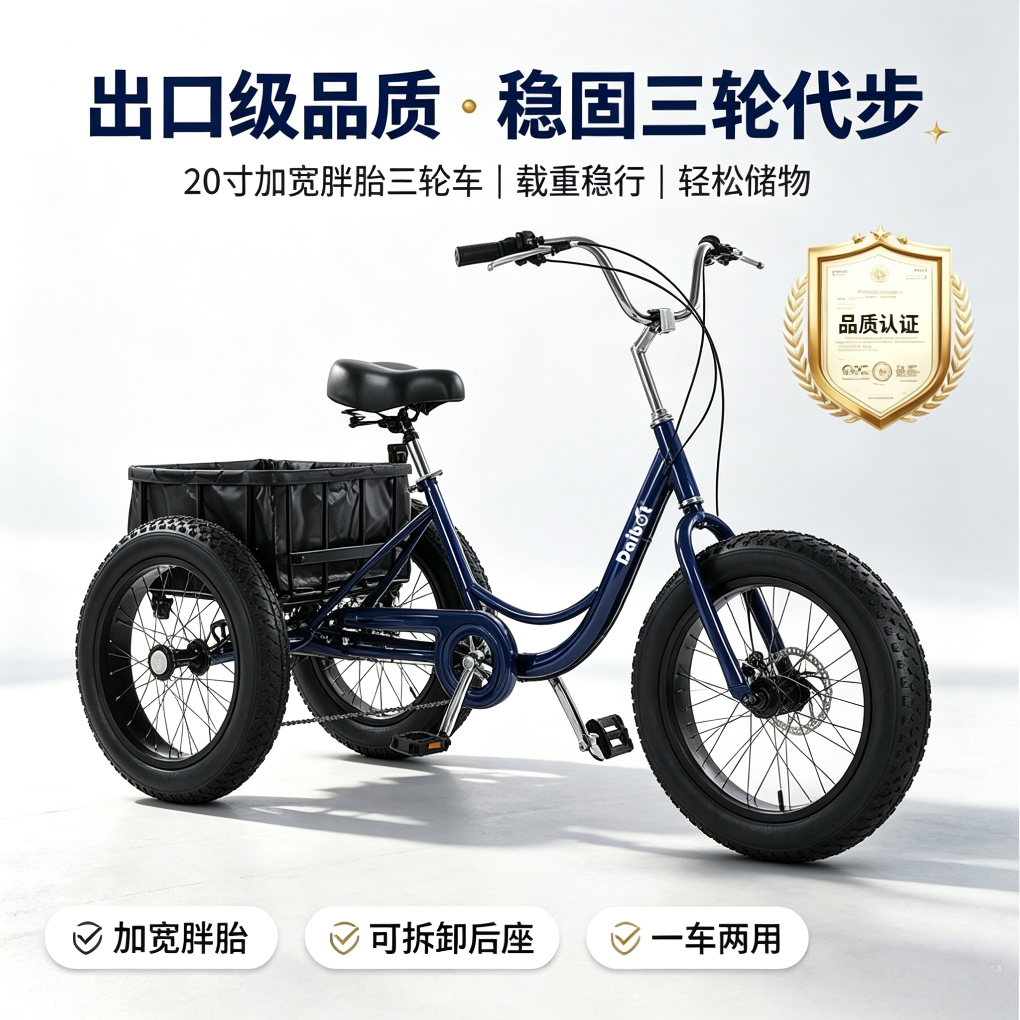 7速变速老年人力三轮车脚蹬20三轮车