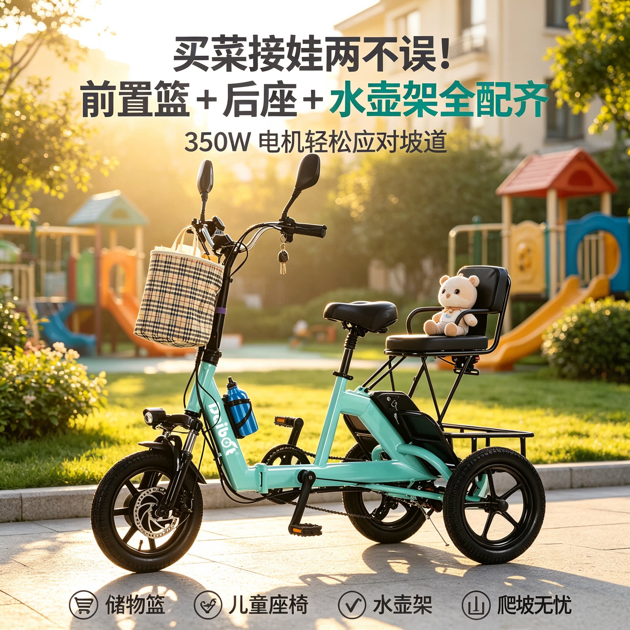 Daibot350W折叠代步车接送孩子
