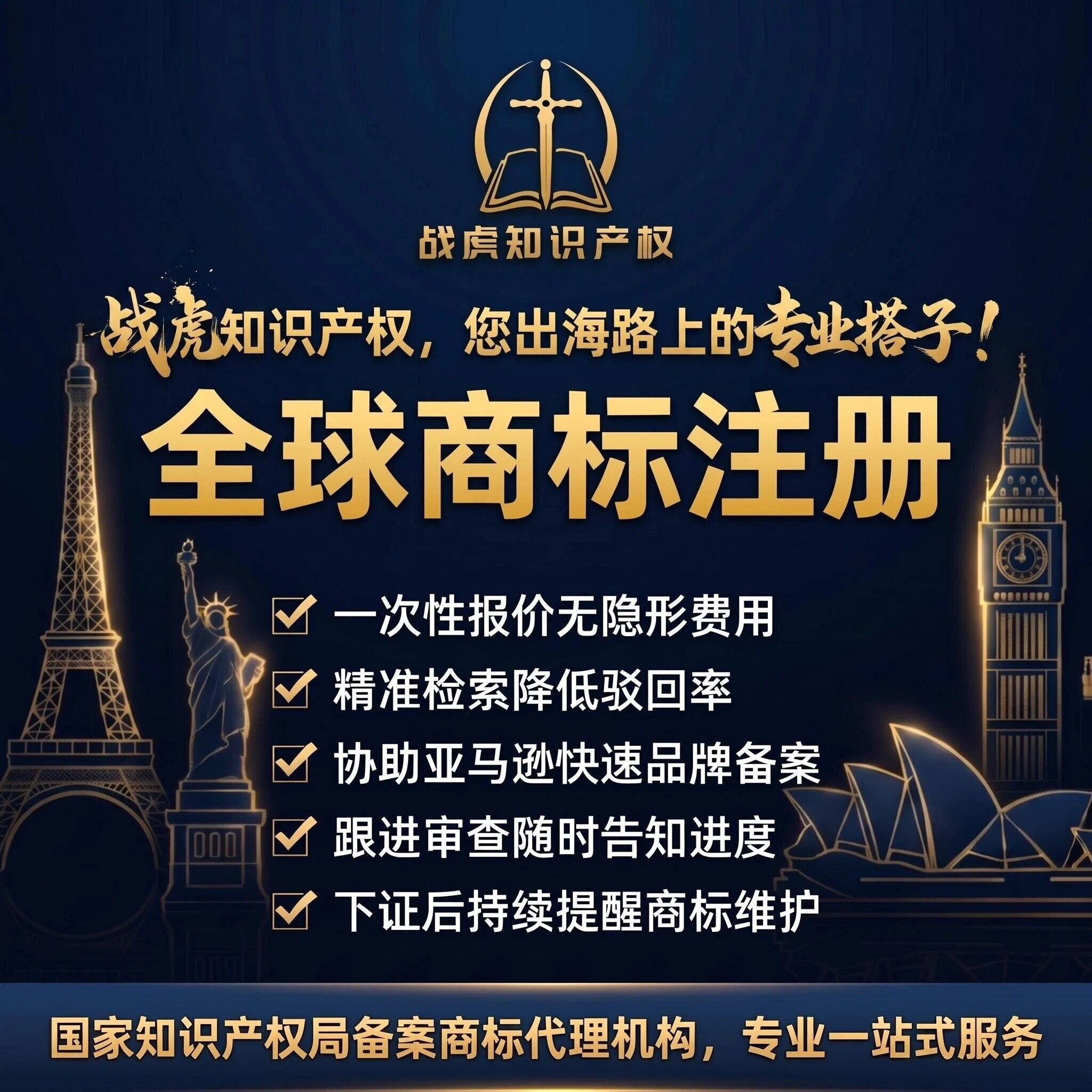 全球商标注册代理一站式服务专业快速品牌备案