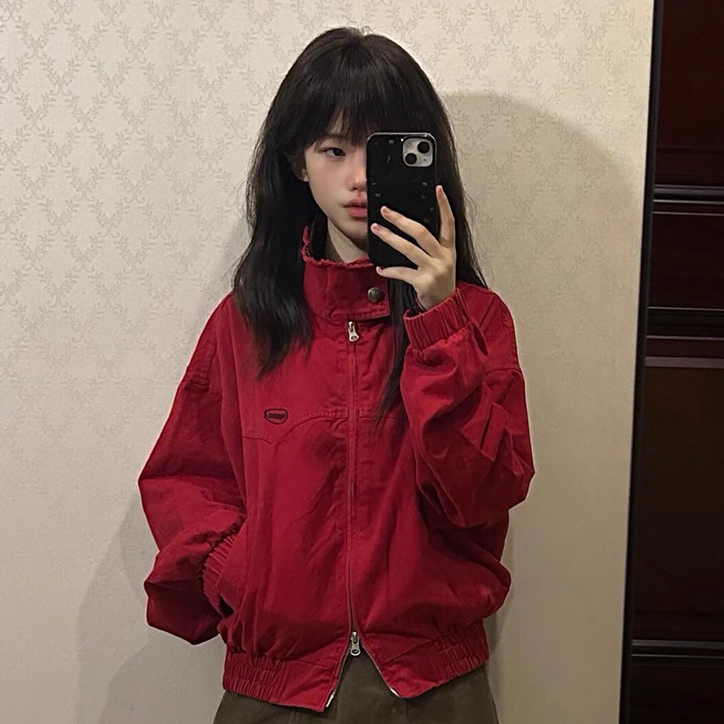 红色短款早秋外套女2026