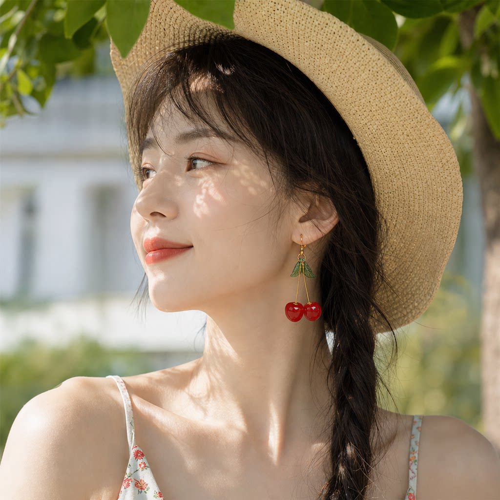 元气水果樱桃耳坠少女百搭耳饰