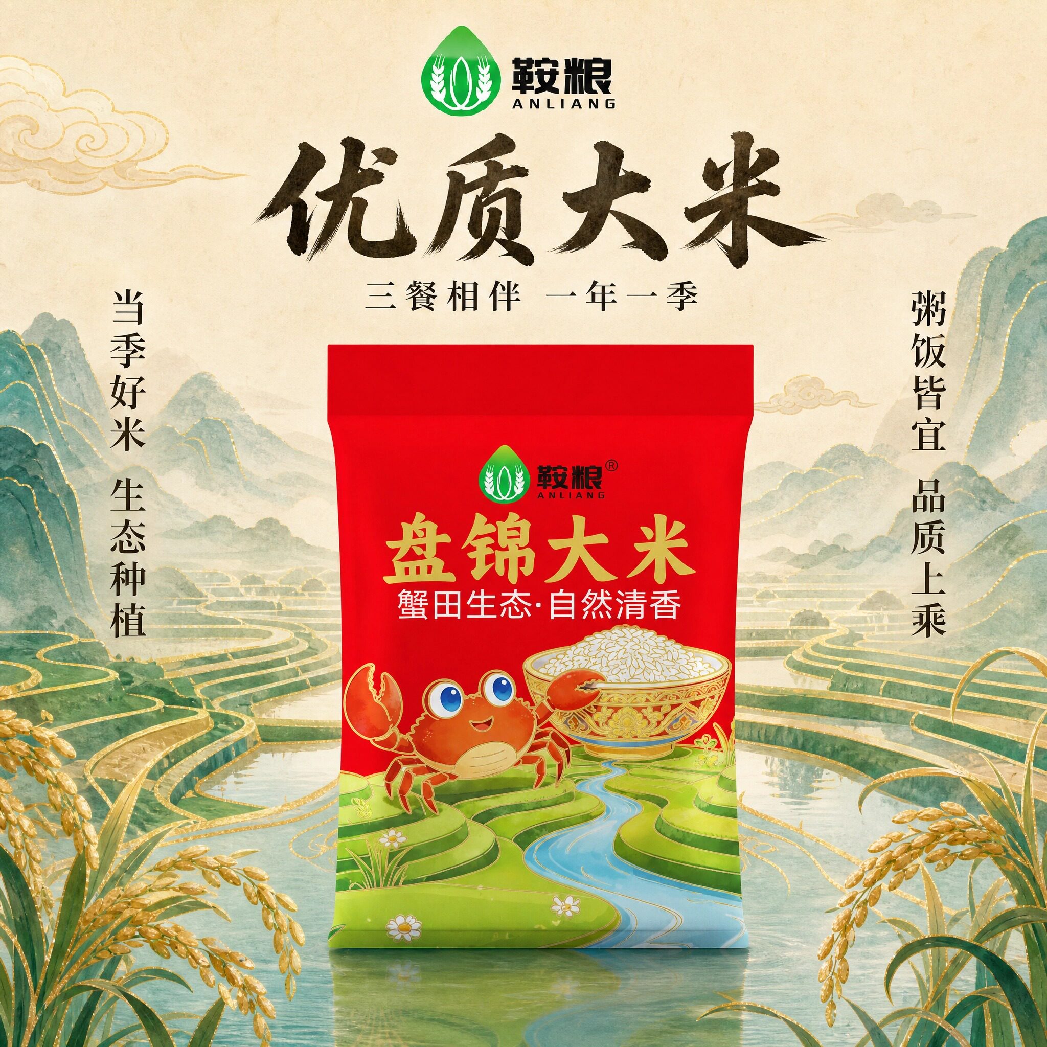 鞍粮盘锦大米蟹田米500g珍珠米1斤大米当季新米批发软糯日期新鲜
