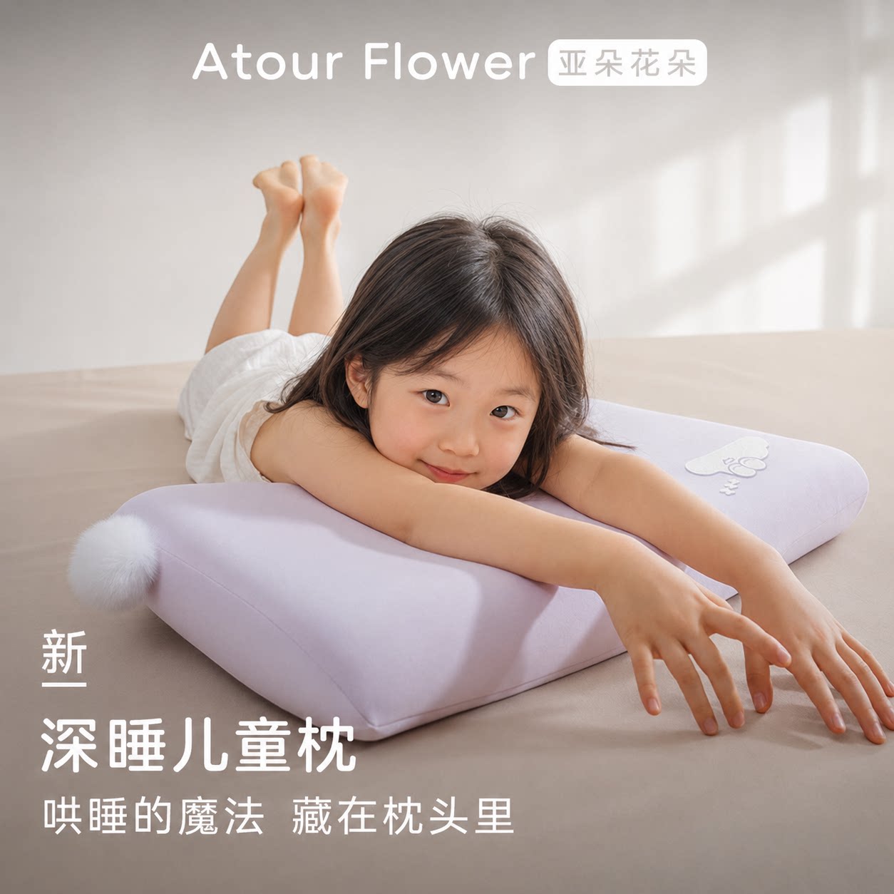 亚朵花朵深睡儿童枕头6岁以上四季通用球学生专用记忆棉枕芯枕套