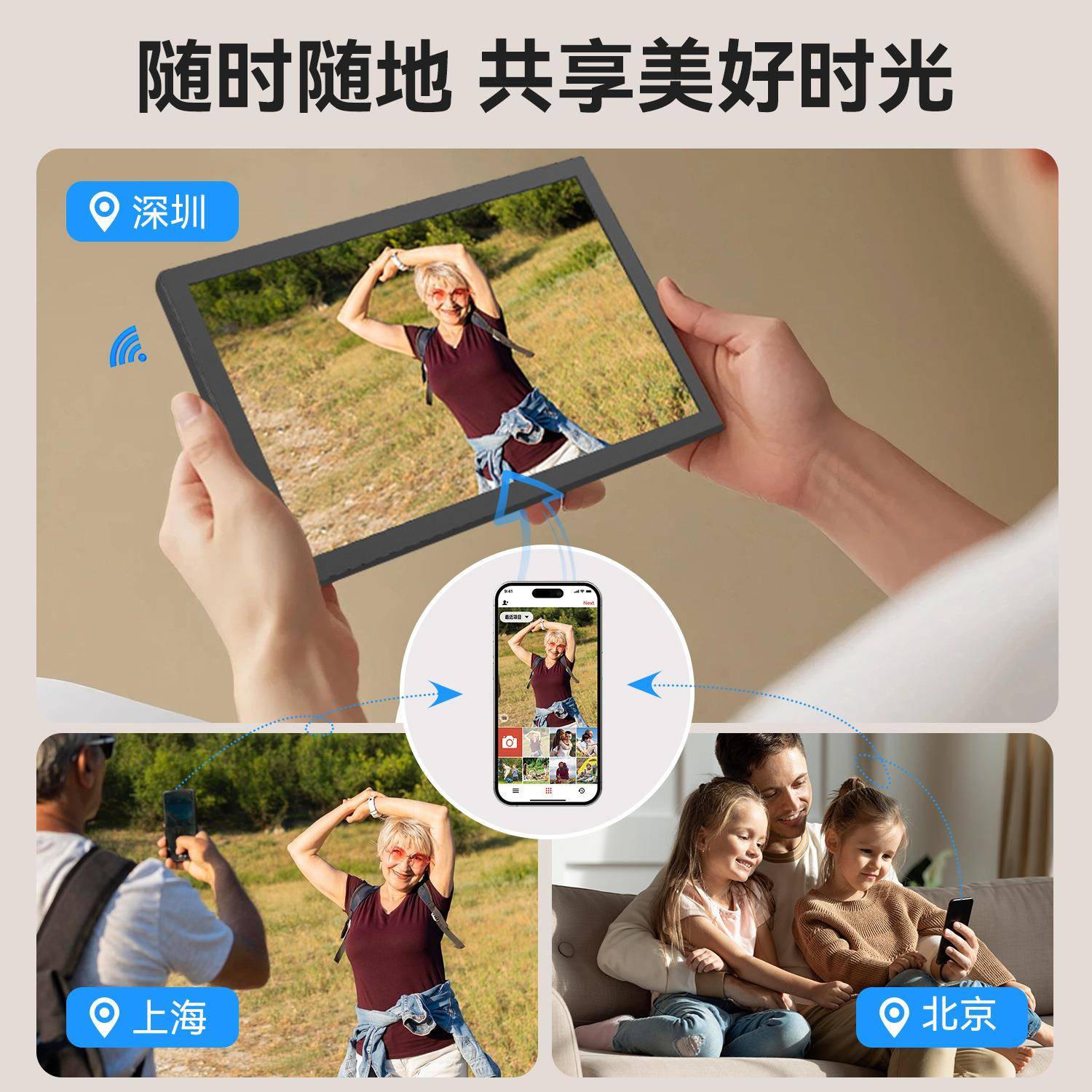 WIFI数码相框新款10寸高清电子相册跨境圣诞礼品触摸重力感应