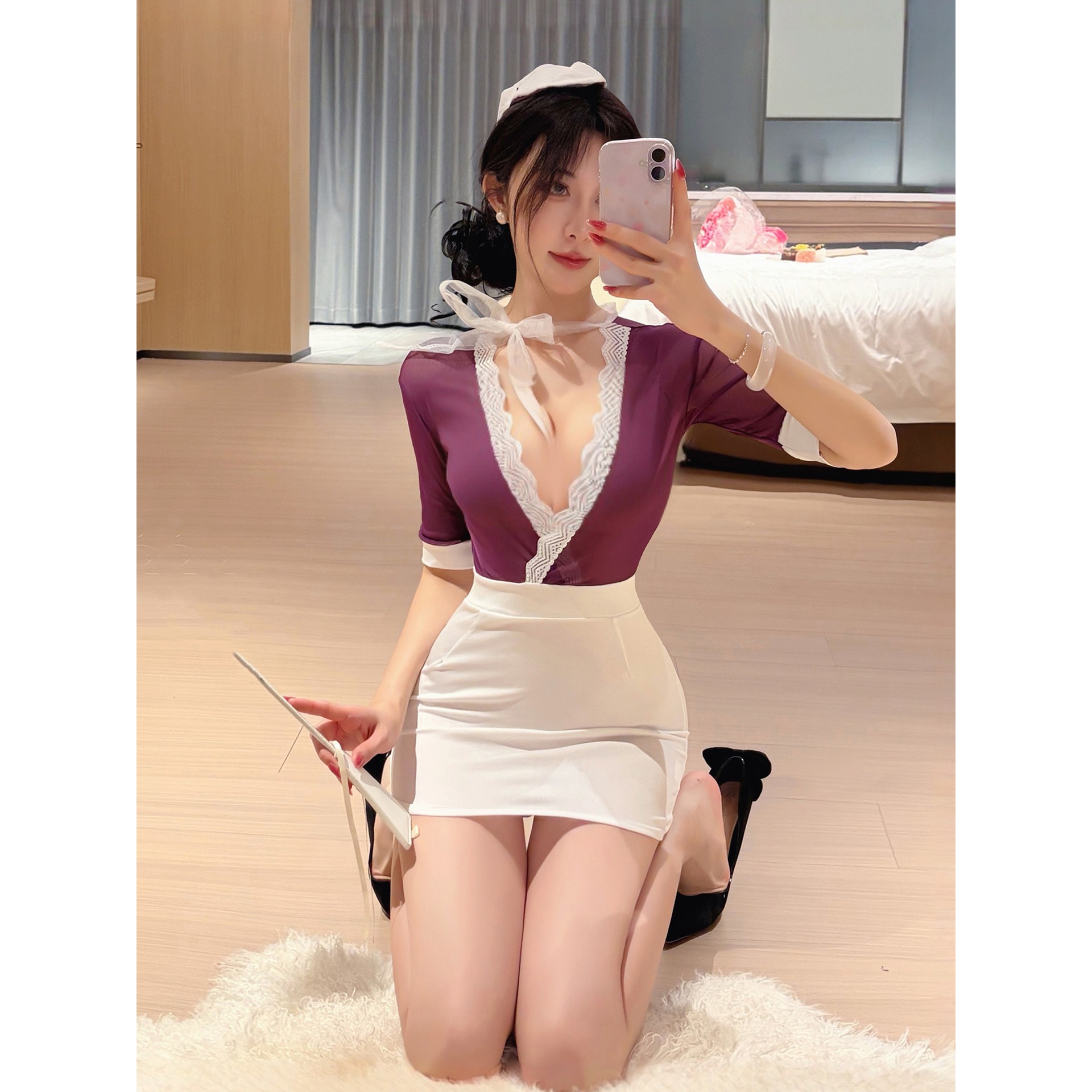 禁欲系空姐角色扮演cos紧身衣套装制服纯欲床上趣味情调黑丝诱惑q