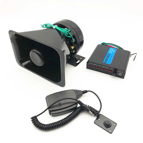 直销喇叭 方口6音12V100W 带主机喊话喇叭 警报六音喇叭